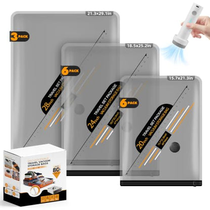 15 Pack Vacuum Storage Bags, Vacuum Seal Bags for Travel