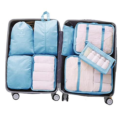 Luggage Packing Organizers Packing Cubes Set for Travel (blue 8pc) - color: blue 8pc