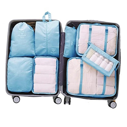 Luggage Packing Organizers Packing Cubes Set for Travel (blue 8pc) - color: blue 8pc
