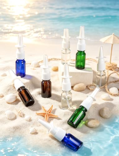 6 Pcs Nasal Spray Bottle Glass Empty Refillable, 5ML/0.17OZ - color: Brown 6Pcs