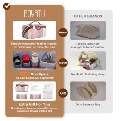 BOYATU Makeup Bag, Makeup Organizer, Toiletry Travel Bag for Women - Coffee - color: C-5-Coffee