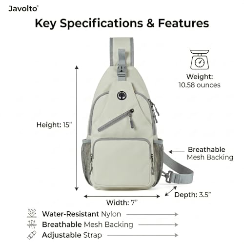 Javolto Crossbody Sling Bag,Small Backpack Men,Hands-Free Shoulder Daypack - color: Beige