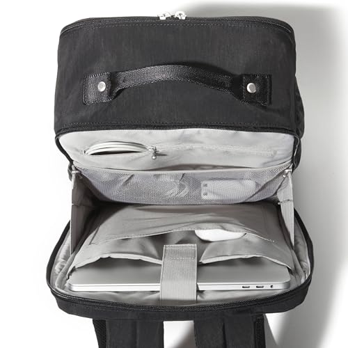 Baggallini Everyday Laptop Backpack - 11x15.5 Lightweight Water-Repellent Nylon Travel Bag w/Padded Laptop Sleeve & RFID - color: French Navy