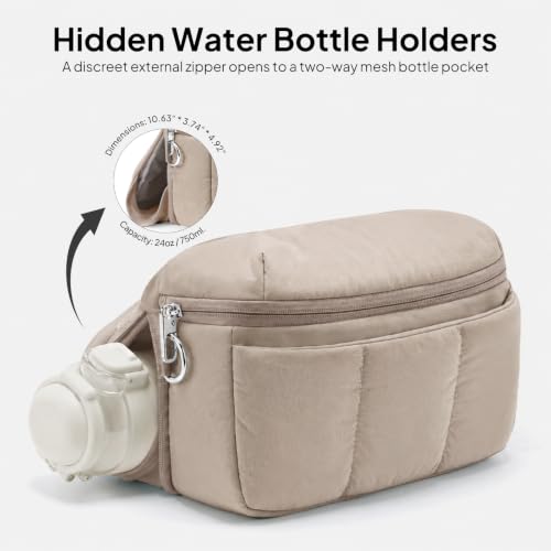 TOPEAST 3.5L Fanny Pack for Women Taupe Waist Pack with Water Bottle Holder - color: Taupe
