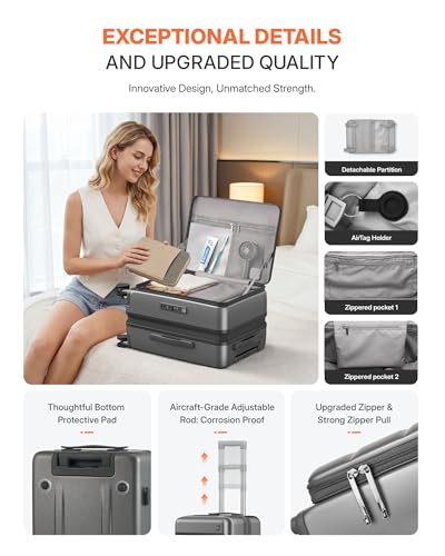 20IN Top-Opening Expandable Carry On Luggage-Grey - color: Ultimate Gray, size: 20 IN