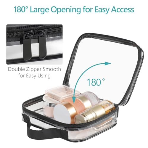 PACKISM Clear Makeup Bag Travel - TSA Approved Toiletry Bag, 2 Pack Black - color: 01 Elegant Black, size: Full Vacation (Mixed Sizes)