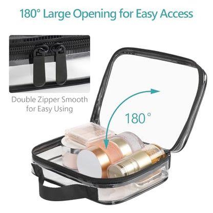PACKISM Clear Makeup Bag Travel - TSA Approved Toiletry Bag, 2 Pack Black - color: 01 Elegant Black, size: Full Vacation (Mixed Sizes)