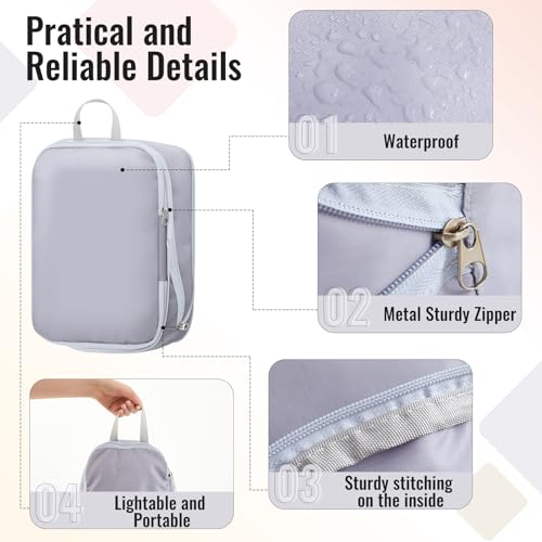 4 Pack Compression Packing Cubes for Travel, Expandable Lightweight Waterproof Luggage Organizers for Women & Men, Essentials for carrying Suitcases