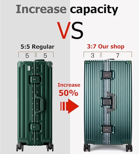 feilario Super Large Aluminum Frame Checked Zipperless Luggage - color: A4-Forest green, size: 30in
