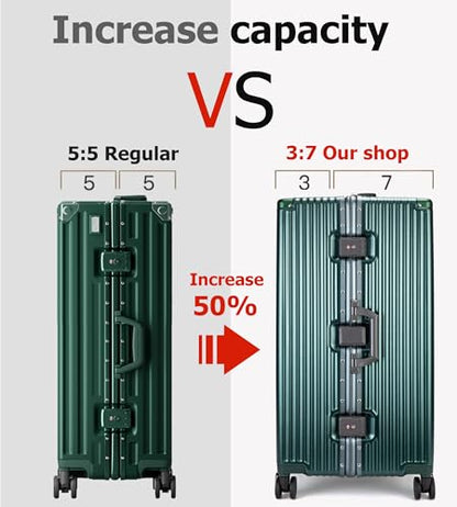 feilario Super Large Aluminum Frame Checked Zipperless Luggage - color: A4-Forest green, size: 30in