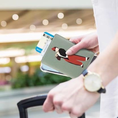 Lychii RFID-blocking Passport Holder Cover, Slim PU Leather Passport Wallet - color: Green/khaki