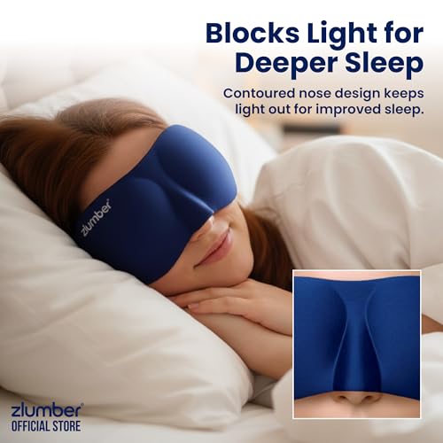 ZLUMBER Eyemasks for Sleeping 3 Pack - Eye Sleep Mask & Blindfold for Sleeping Men Women, 100% Blackout 3D Contoured Face Mask Sleep, Night Masks for Sleeping Men Side Sleepers, Adjustable