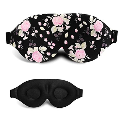3D Sleep Mask, 100% Blackout 3D Contoured Sleep Eye Mask (Peony Flower) - color: Peony Flower