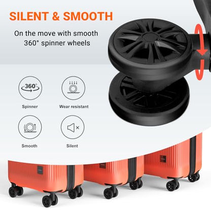 Verdi Hardside Expandable Luggage Set, Carry-On/24-In Suitcase with Spinner Wheels - color: Orange, size: 2-Piece Set (20/24)