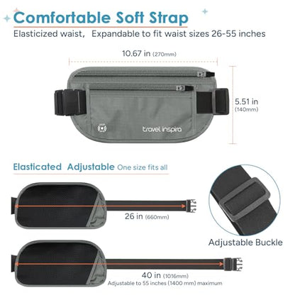 Money Belt Travel Fancy Pack with Slim Anti-Theft RFID Blocking - color: Gray
