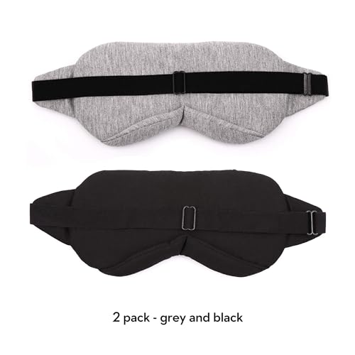 Sleep Mask-Eye Mask for Sleeping, Sleeping Mask Blocking Out Light Perfectly for Women and Men, Soft and Comfortable Blindfold for Travelling, with Pouch (Black+Gray)