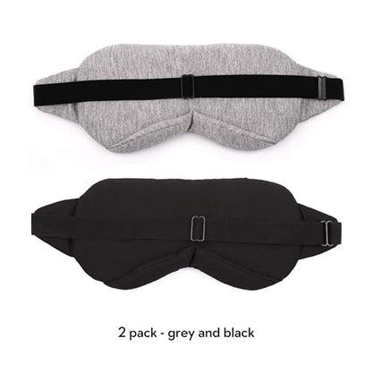 Sleep Mask-Eye Mask for Sleeping, Sleeping Mask Blocking Out Light Perfectly for Women and Men, Soft and Comfortable Blindfold for Travelling, with Pouch (Black+Gray)