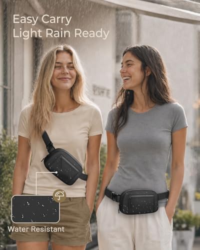 Fanny Packs for Women Crossbody Belt Bags, Waist Pack with Adjustable Strap - color: Black, size: Single Layer