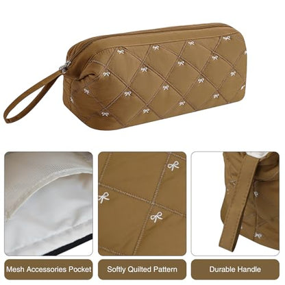Stratalife Quilted Hair Tools Travel Bag with Polishing Cloth, Caramel Bow - color: Caramel Bow