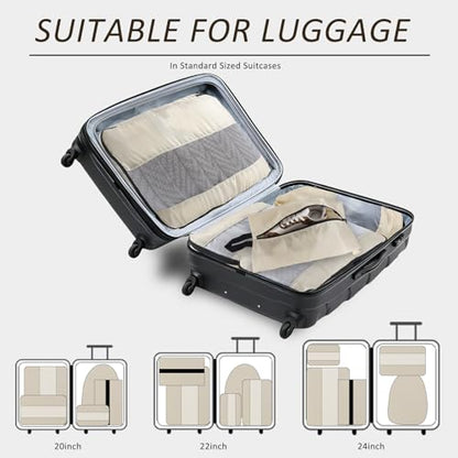 U+U 5 Set Packing Cubes, Travel Organizers with Shoe Bag (Cream) - color: Cream