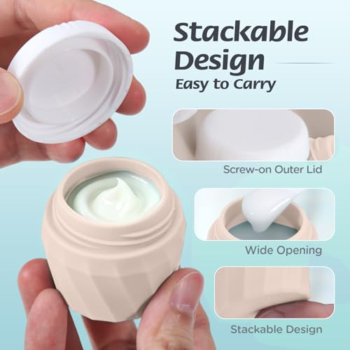 6Pcs Travel Bottles for Toiletries, Silicone Travel Size Containers Set - color: CREAM