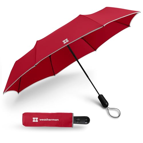 Weatherman Premium Small Compact Mini Umbrella for Travel - color: Red