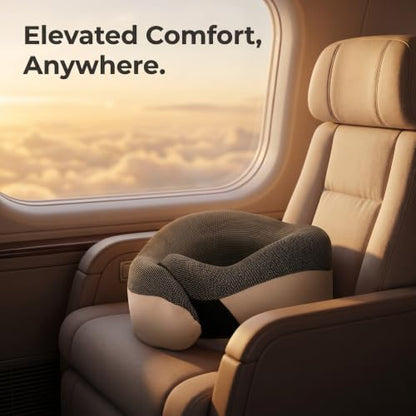 Travel Neck Pillow for Airplanes, 360° Chin Support, Deep Gray - color: Deep Gray