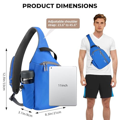 Crossbody Sling Bag, RFID Travel Hiking Sling Backpack, Compact EDC Bag - color: Blue