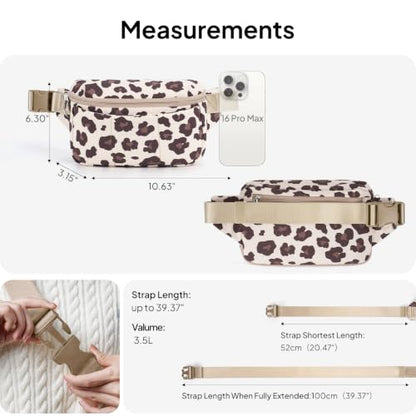 TOPEAST Waist Pack 3.5L Fanny Packs with Water Bottle Holder - color: Cream Leopard