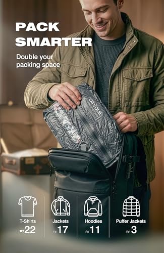 AirVault Reusable Vacuum Compression Travel Bag for Carry-On Suitcase and Backpack, Recycled IPX8 Waterproof Space Saver Vacpack (18L Gray (2-Pack) (Air Pump Included) - style: 18L (2-Pack)