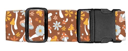 Luggage Straps for Suitcases Travel Belt Accessories, Cute Suitcase Strap, Adjustable Luggage Belt Strap, Heavy Duty with Quick-Release Buckle Luggage Strap Cute Boho Mushrooms - color: Cute Boho Mushrooms