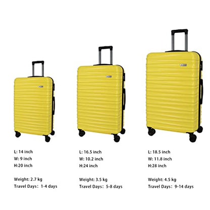 Luggage Sets 3 Piece(20/24/28)-Suitcase Set- Luggage with Wheels-PC + ABS Durable Lightweight Rotating hardshell suitcase 5PCS(Yellow) - color: 5pcs yellow, size: 20/24/28