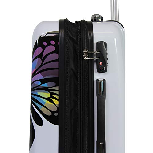 World Traveler Butterfly 3-Piece Polycarbonate Hardside Expandable Spinner Luggage Set with Enhanced Wheel System - size: 3-Piece Set