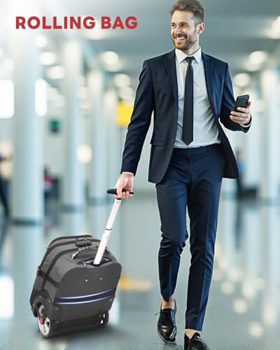 MATEIN Rolling Laptop Bag with Larger Wheels, Anti Theft Lock for Adult Men - color: Grey