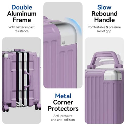 Carry On Luggage, Zipperless Aluminum Frame Suitcase, Purple, 20 in - color: Purple, size: 20in