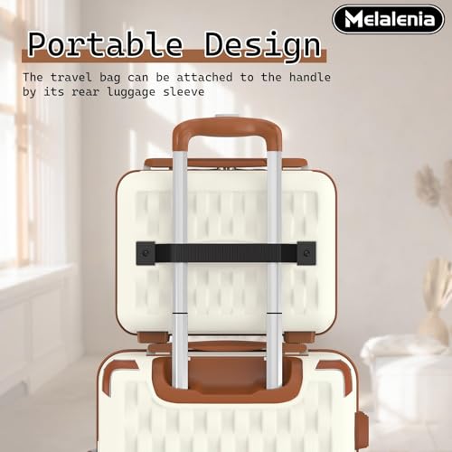 Melalenia Luggage Sets 7 Piece Hard Shell Carry on Suitcase with Spinner Wheels and TSA Lock, Lightweight Travel Duffel Bag for Women, Beige Brown - color: Beige Brown, size: 7 Piece Set(DB/TB)