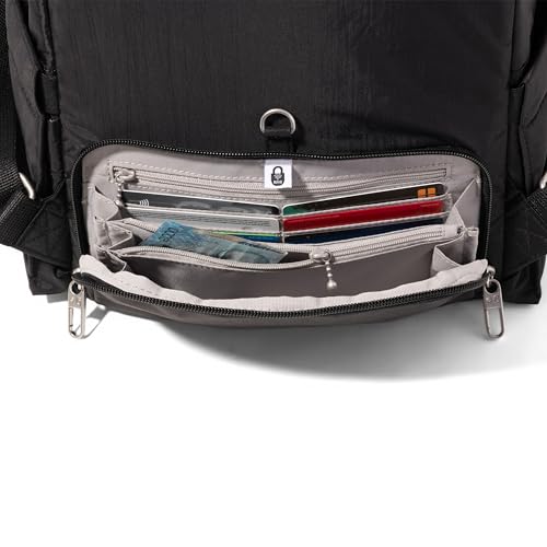 Securtex Anti-Theft Getaway Backpack - 9.4"x13"x5" Travel Safe Bag w/Locking Zippers, Slash-Resistant, RFID - color: Lapis