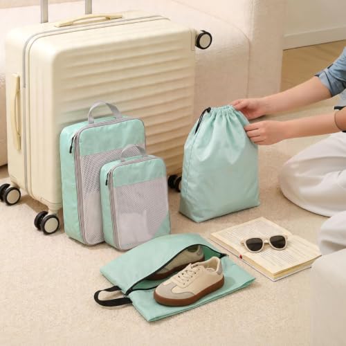 6 Set Compression Packing Cubes for Travel Luggage Organizer Shoe Bags