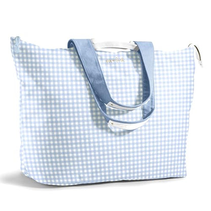 Fit & Fresh All The Things XL Beach Bag for Women, Oversized Travel Tote - color: Blue Gingham