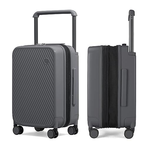 mixi Large Capacity Expandable Carry On Luggage Airline Approved 20'' Lightweight Luggage Wide Handle PC Hardshell Suitcases with Spinner Wheels & TSA Lock, Rock Gray - color: Rock Gray, size: 20-inch Expandable
