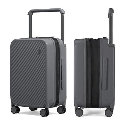 mixi Large Capacity Expandable Carry On Luggage Airline Approved 20'' Lightweight Luggage Wide Handle PC Hardshell Suitcases with Spinner Wheels & TSA Lock, Rock Gray - color: Rock Gray, size: 20-inch Expandable