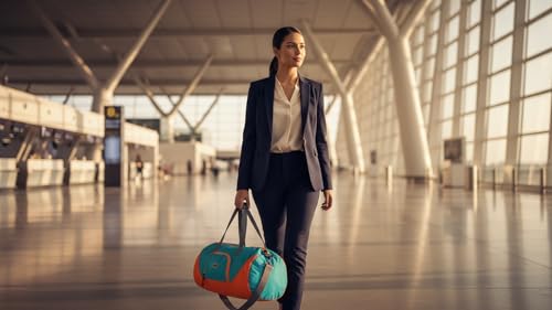 Packable Nylon Compact Foldable Large Duffle Bag for Travel Carry On Bag - color: Turquoise