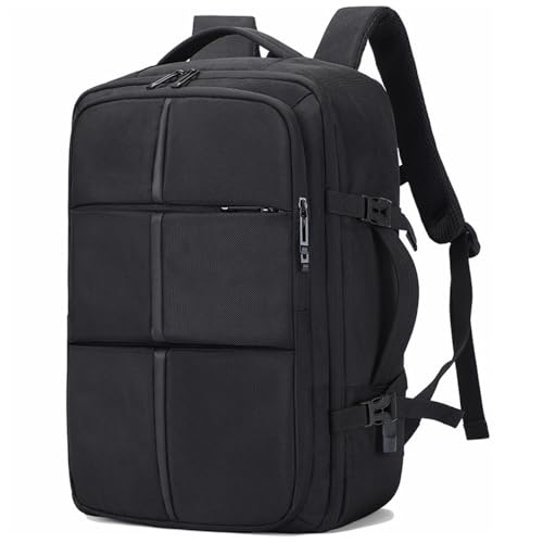 O-TBOST Expandable Travel Backpack Waterproof Carry On Backpack College 17.3” Laptop Backpack for Men & Women (Black) - color: Black