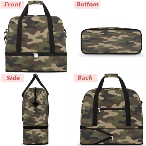Camo Travel Duffle Bags With Shoes Compartment Weekender Overnight Bag - color: print 15