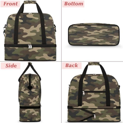 Camo Travel Duffle Bags With Shoes Compartment Weekender Overnight Bag - color: print 15
