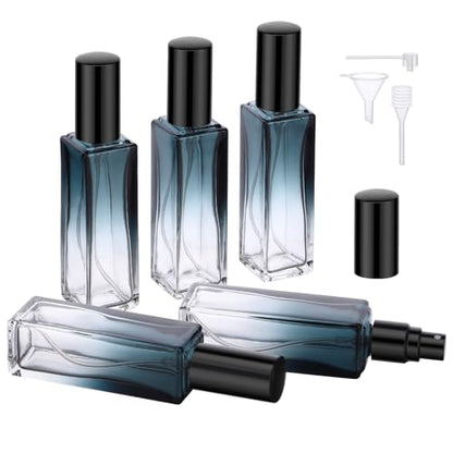 Segbeauty Glass Perfume Spray Bottle, 5 Pack of 20ML Mini Travel Atomizer Sprayer for Perfume, Empty Press Pump Bottle Refillable Cologne Dispenser Perfume Bottles Scent Sample Case Travel Must Have - color: Gradient Blue, style: Mini Bottle Set