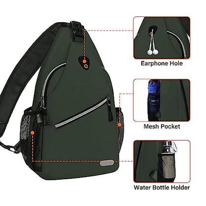 MOSISO Small Sling Bag for Men, Crossbody Shoulder Chest Daypack Bag - color: Midnight Green