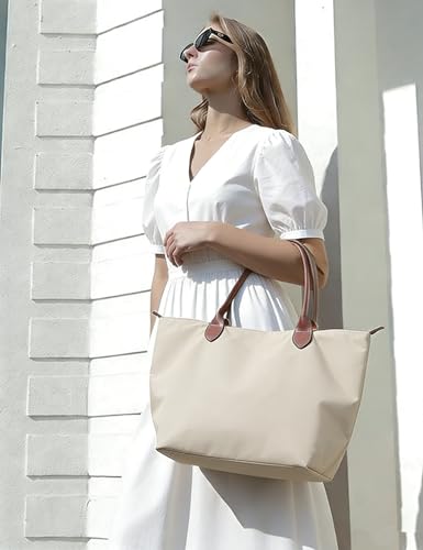Large Work Tote Bag for Women, Everyday Commuter Shoulder Bag for Office - color: White