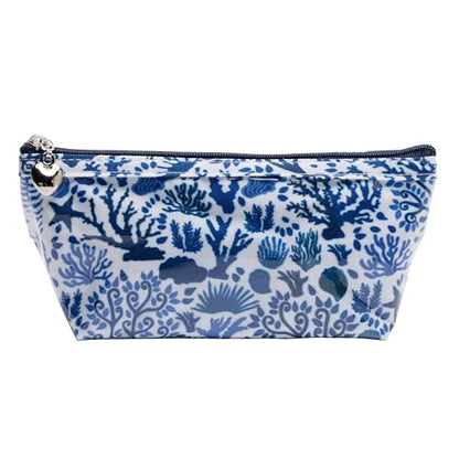 Extra Small Cosmetic Bag - Water-Resistant, PVC-Lined - Blue Seashells - color: Blue Seashells, size: Extra Small Cosmetic Bag
