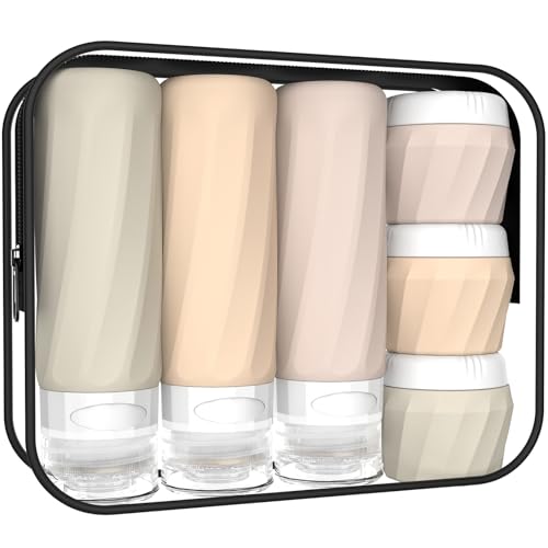 6Pcs Travel Bottles for Toiletries, Silicone Travel Size Containers Set - color: CREAM